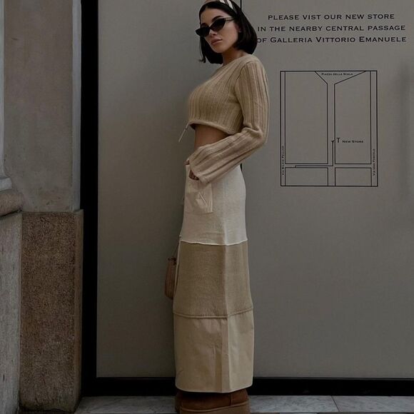 Zara Co-Ord Set Skirt And Sweater Patchwork New - Picture 3 of 9